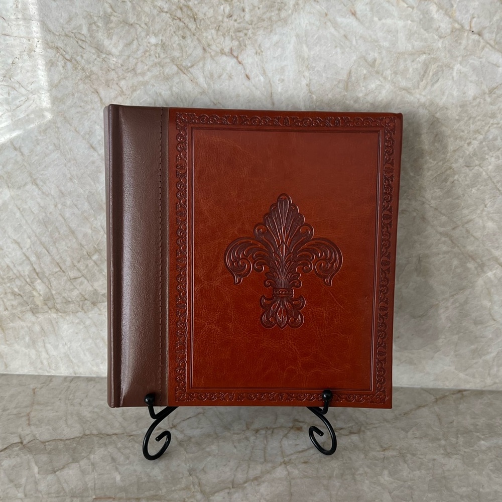 Fleur de Lis Leather Bound Photo Album Journal